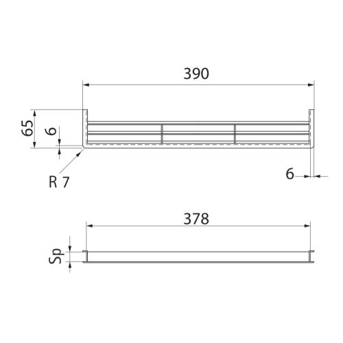 Вентиляц. решітка 390х65мм, сірий (ПВХ) Вентиляц. решітка 390х65мм, сірий (ПВХ)