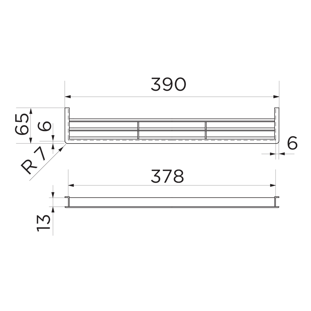 Вентиляц. решітка 390х65мм, чорний (пластик)