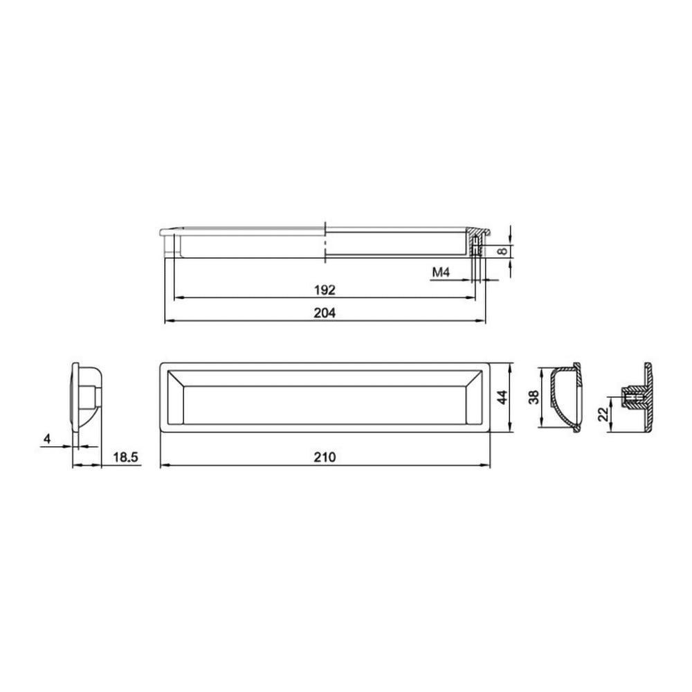 Врізна  ручка хром.мат.м/о 192