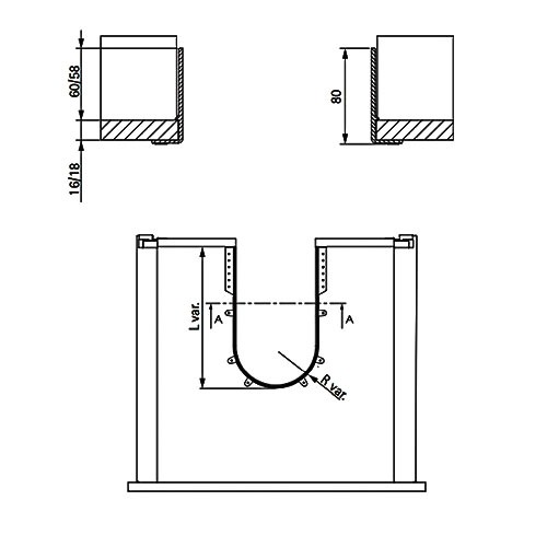 Вставка Syphon flex l=680мм, h=60мм під сифон, у днище ящика 18мм, сірий
