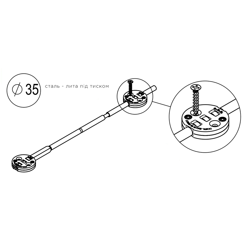 Вирівнювач для дверей серії TNB421, L=2300мм з алюмінієвою заглушкою Вирівнювач для дверей серії TNB421, L=2300мм з алюмінієвою заглушкою