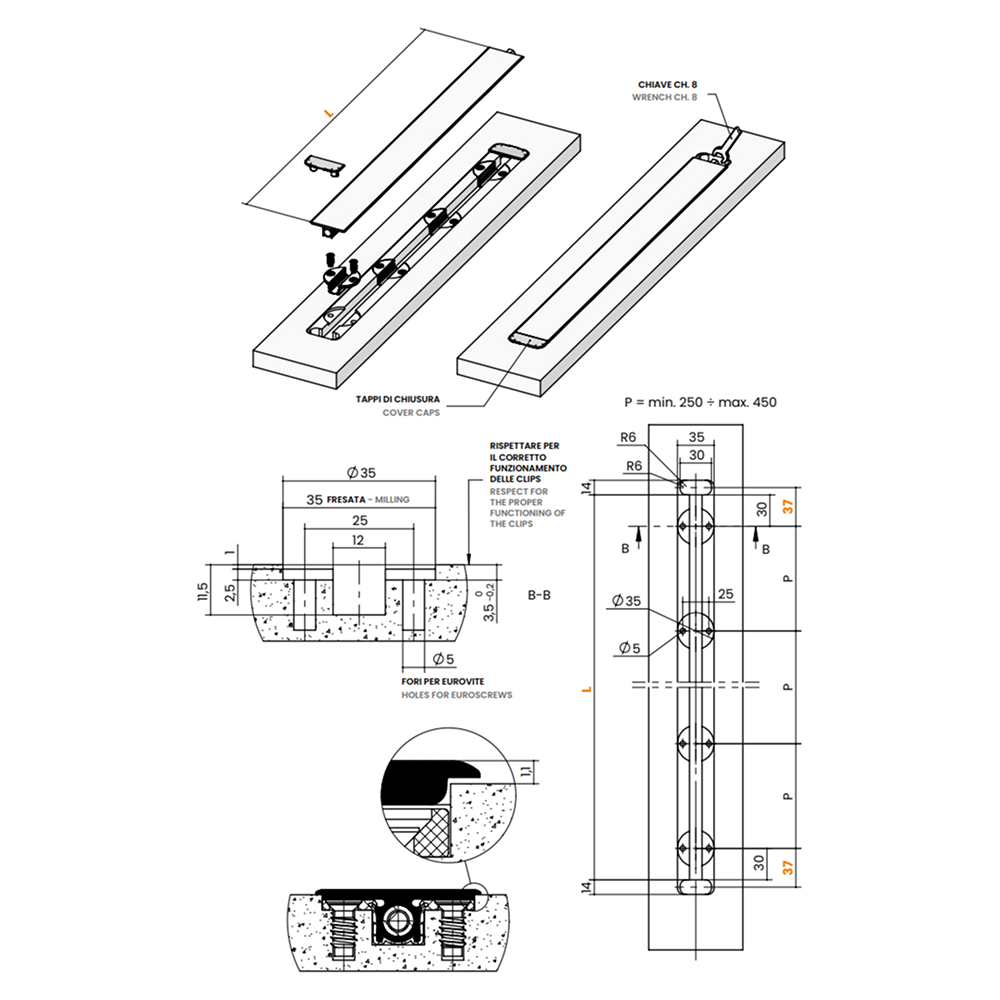 Вирівнювач ST772.F серії ST770, L=2800мм, із 7-ма монтаж. кліпсами, під фарбування (алюм.)