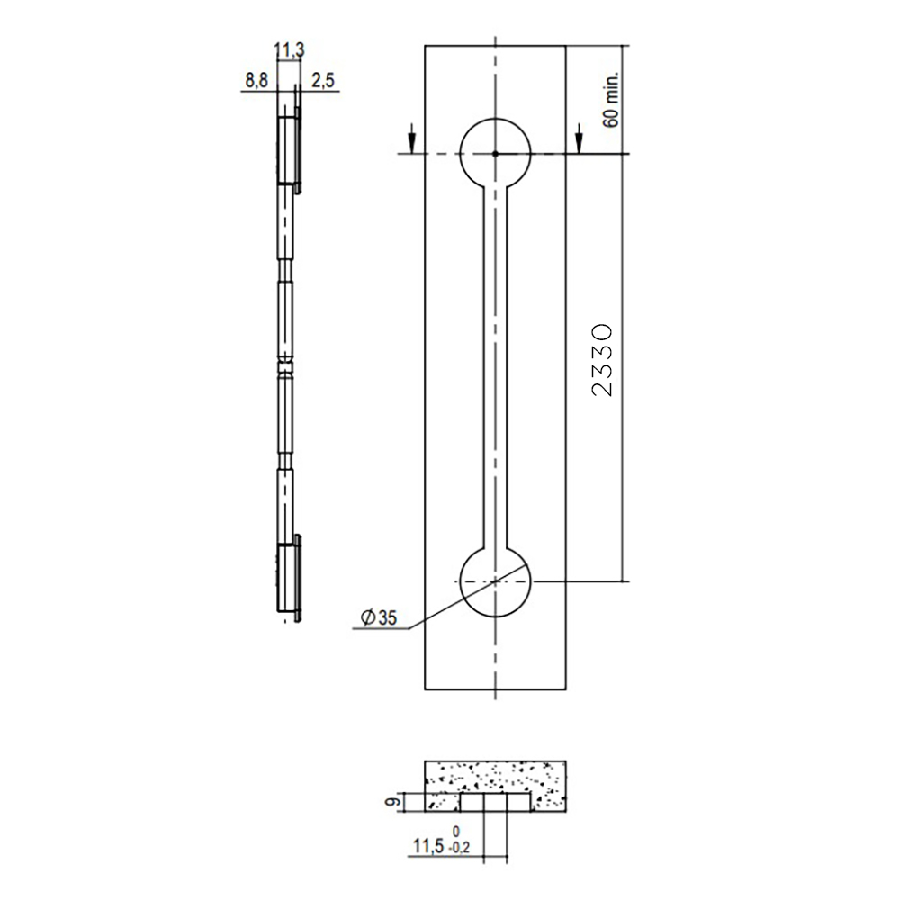 Выравниватели для дверей серии 211, L=2330 мм (с заглушкой серой)