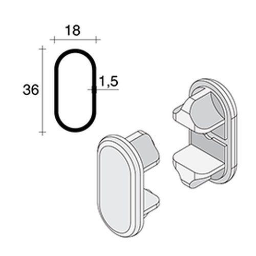 Заглушка для овальної труби, нікель сатин (сталь) Заглушка для овальної труби, нікель сатин (сталь)
