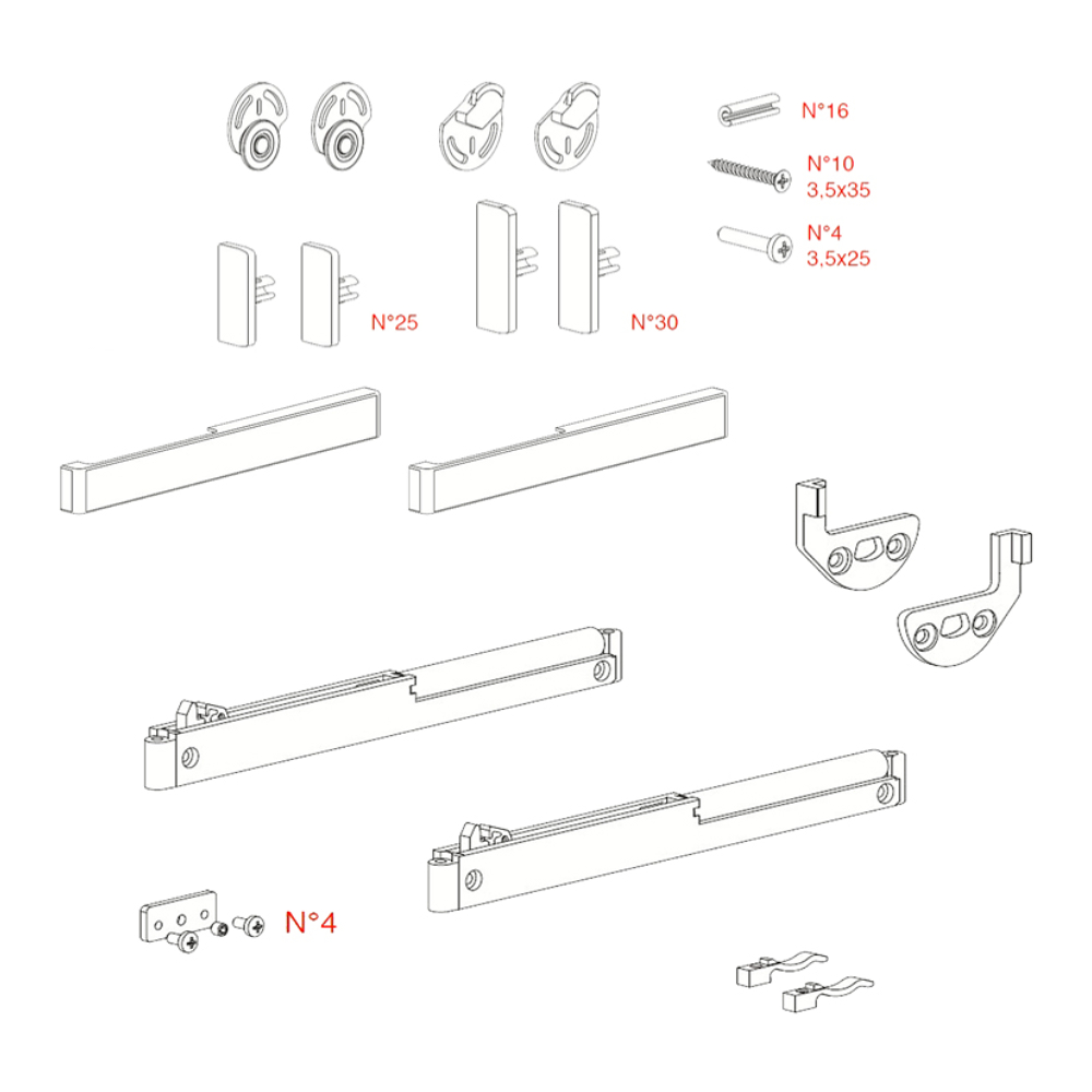Комплект мех-мів Dama з доводчиком, наклад. система, 15кг  Комплект мех-мів Dama з доводчиком, наклад. система, 15кг