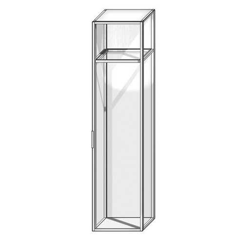 Шкаф однодверный 450-500*2500 (Боковой профиль стекло в паз и фасад стекло под поклейку)