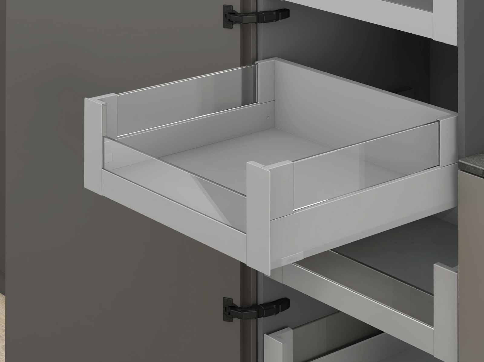 MERIVOBOX, 400 мм, 40 кг, E, з BOXCOVER, TIP-ON BLUMOTION, IG-M (індіум сірий) MERIVOBOX, 400 мм, 40 кг, E, з BOXCOVER, TIP-ON BLUMOTION, IG-M (індіум сірий)