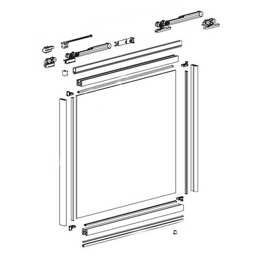 К-т системи New Universal (Eclettica)/1500x3000 , на 1 двері, з 2ма доводчиками 80кг, L=1500мм, срібло К-т системи New Universal (Eclettica)/1500x3000 , на 1 двері, з 2ма доводчиками 80кг, L=1500мм, срібло