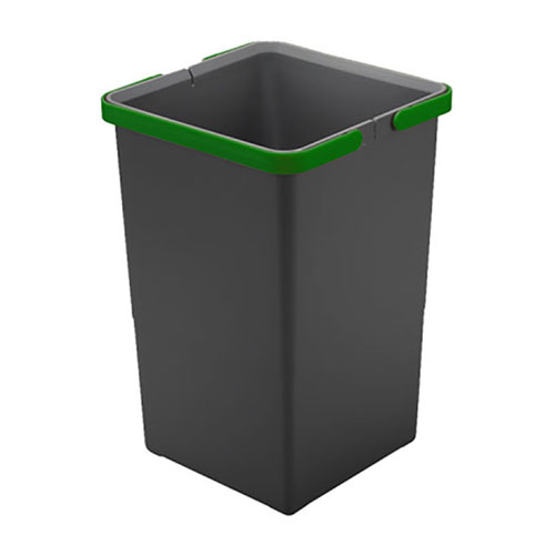 Відро для сміття COVER BOX з ручками 12л (225х225х340мм) , антрацит (пластик)/зелені