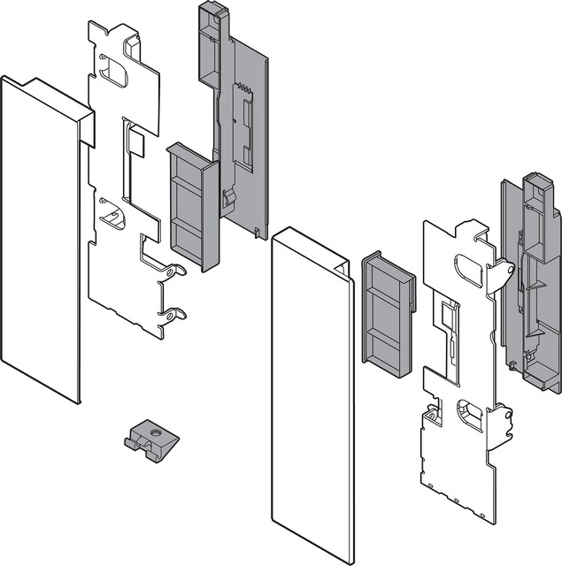 Комплект тримачів фасаду LEGRABOX, C, для високого внутр.ящика зі вставкою, лів+прав, нерж. Комплект тримачів фасаду LEGRABOX, C, для високого внутр.ящика зі вставкою, лів+прав, нерж.