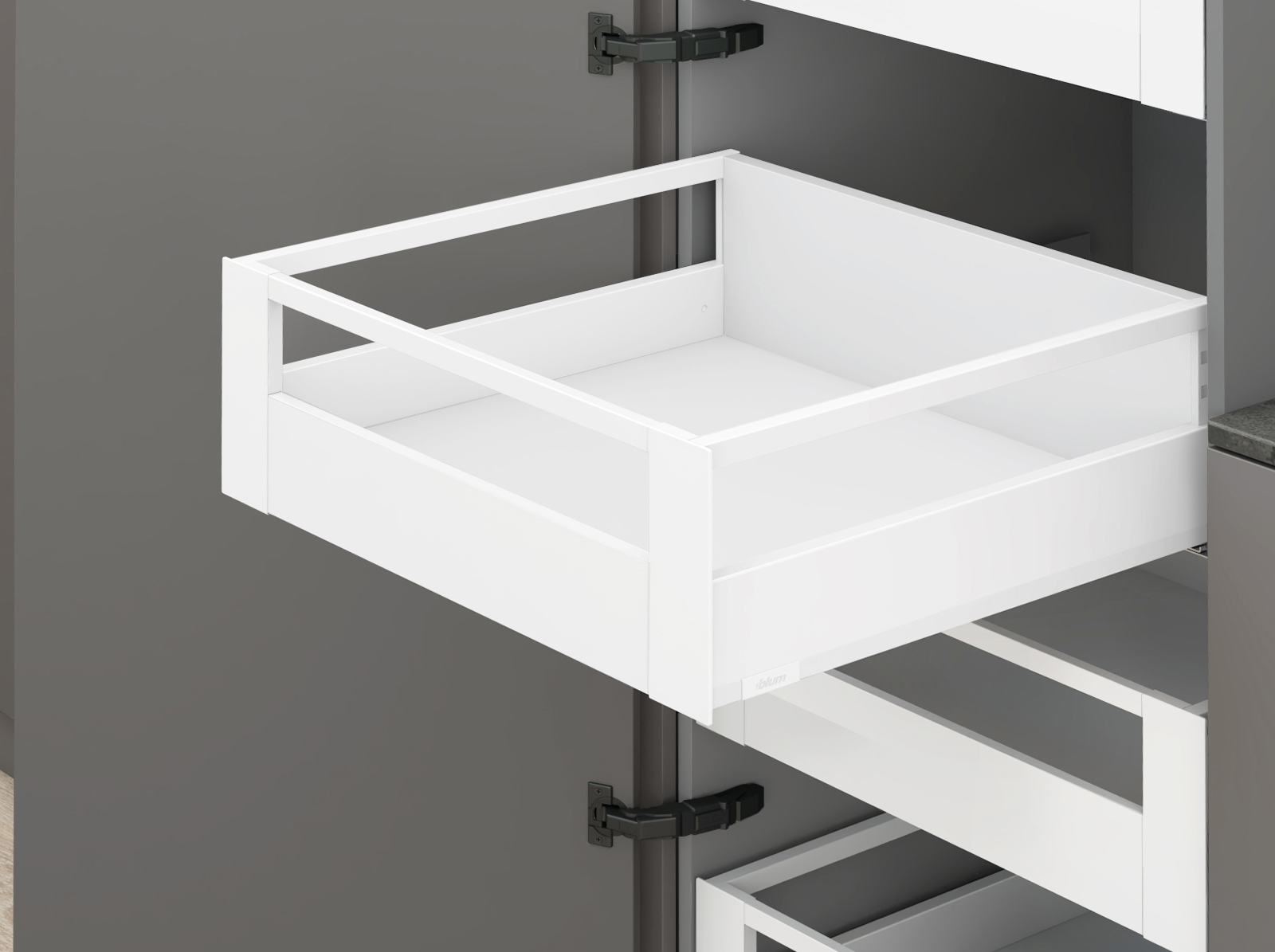 MERIVOBOX, 550 мм, 70 кг, E, з релінгами, TIP-ON BLUMOTION, SW-M (білий шовк) MERIVOBOX, 550 мм, 70 кг, E, з релінгами, TIP-ON BLUMOTION, SW-M (білий шовк)