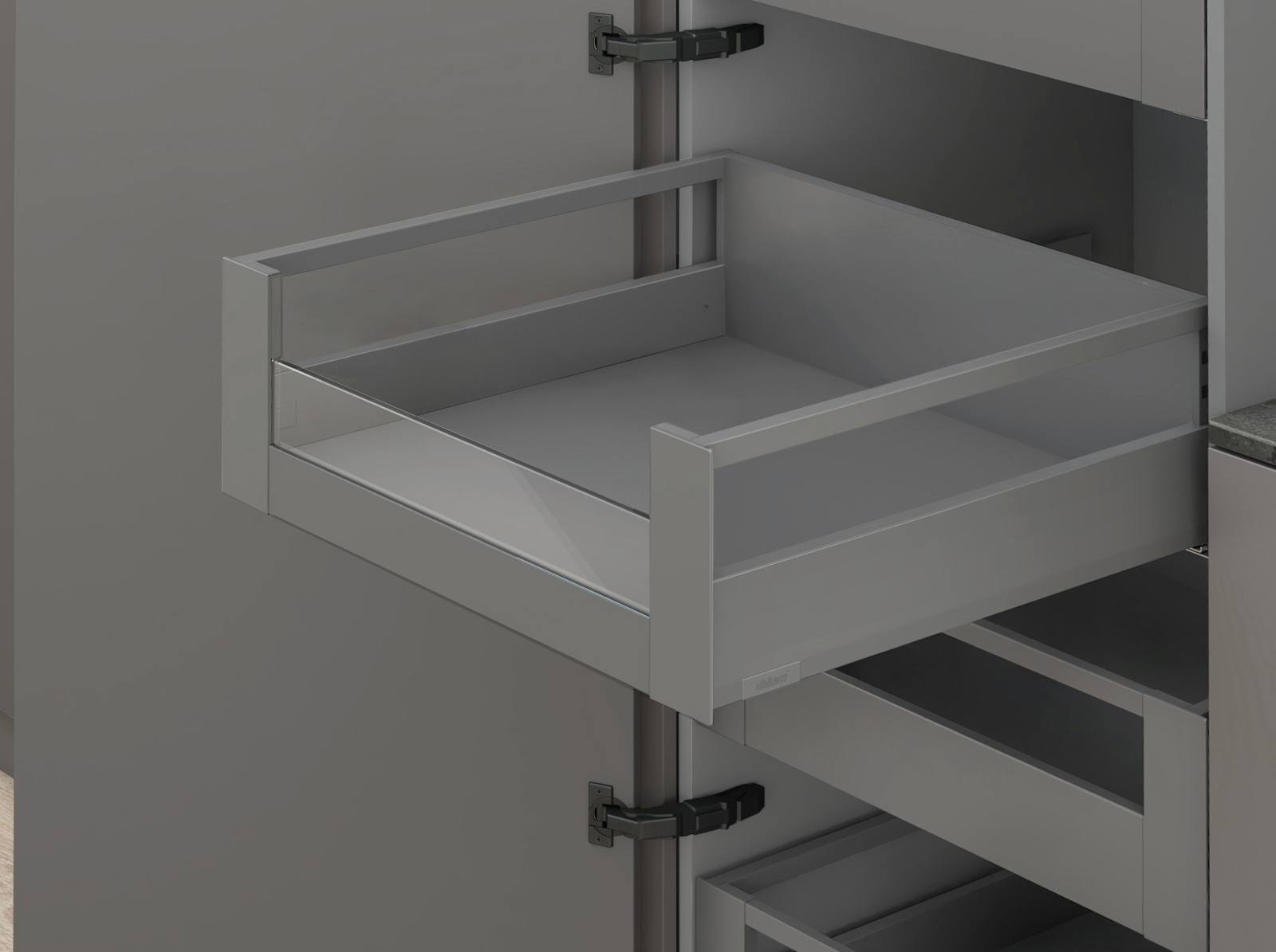 MERIVOBOX, 500 мм, 40 кг, E, з релінгами, TIP-ON BLUMOTION, OG-M (оріон сірий) MERIVOBOX, 500 мм, 40 кг, E, з релінгами, TIP-ON BLUMOTION, OG-M (оріон сірий)