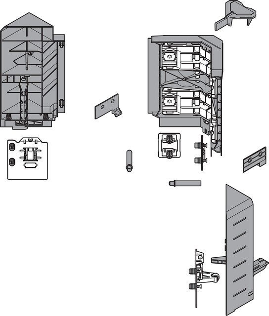Комплект держателей фасада углового ящика c SYNCROMOTION, высота D, серый