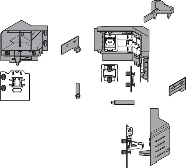 Комплект держателей фасада углового ящика c SYNCROMOTION, высота M, серый
