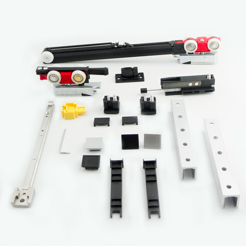 Комплект розсувної системи Evolution, з Fluid-доводчиком + амортизатор (мін 600мм), 120кг Комплект розсувної системи Evolution, з Fluid-доводчиком + амортизатор (мін 600мм), 120кг