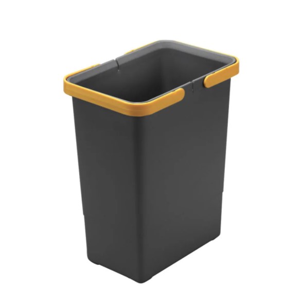 Ведро для мусора COVER BOX с ручками 12л (300х150х340мм), антрацит (пластик)/желтый