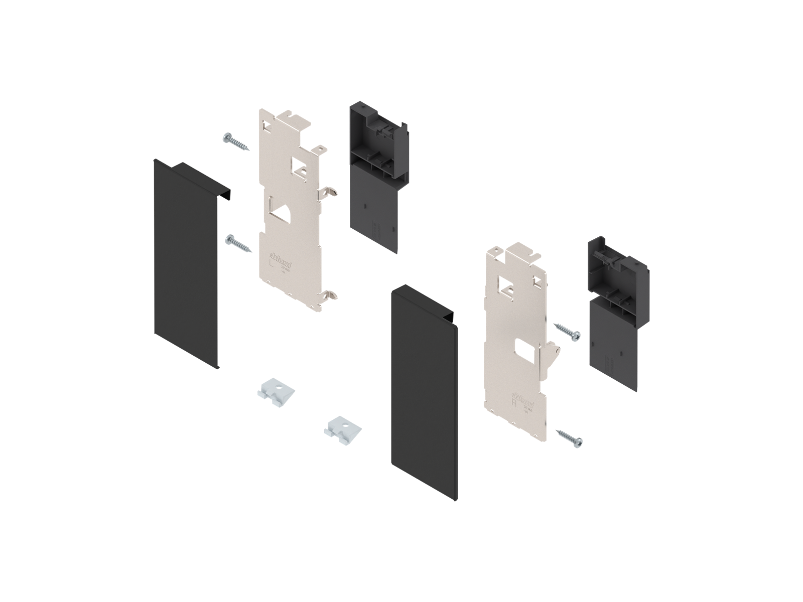 Комплект тримачів фасаду LEGRABOX K, для внутр. ящика, карбон чорний матовий