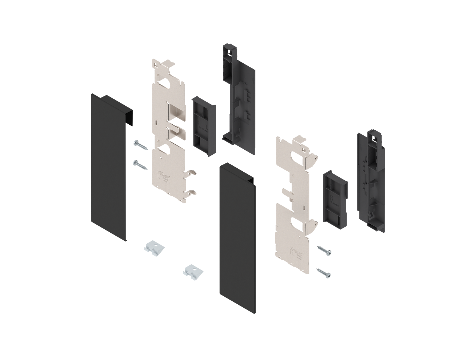 LEGRABOX кріплення передньої панелі, висота C, для внутрішньої високої шухляди зі вставкою, ліве/праве, LEGRABOX pure, чорний карбон матовий LEGRABOX кріплення передньої панелі, висота C, для внутрішньої високої шухляди зі вставкою, ліве/праве, LEGRABOX pure, чорний карбон матовий