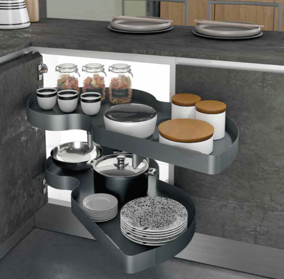 Полиця Ikona висувна 450/865х485мм поворотна, 2-х рівнева, права, Ardesia Полиця Ikona висувна 450/865х485мм поворотна, 2-х рівнева, права, Ardesia