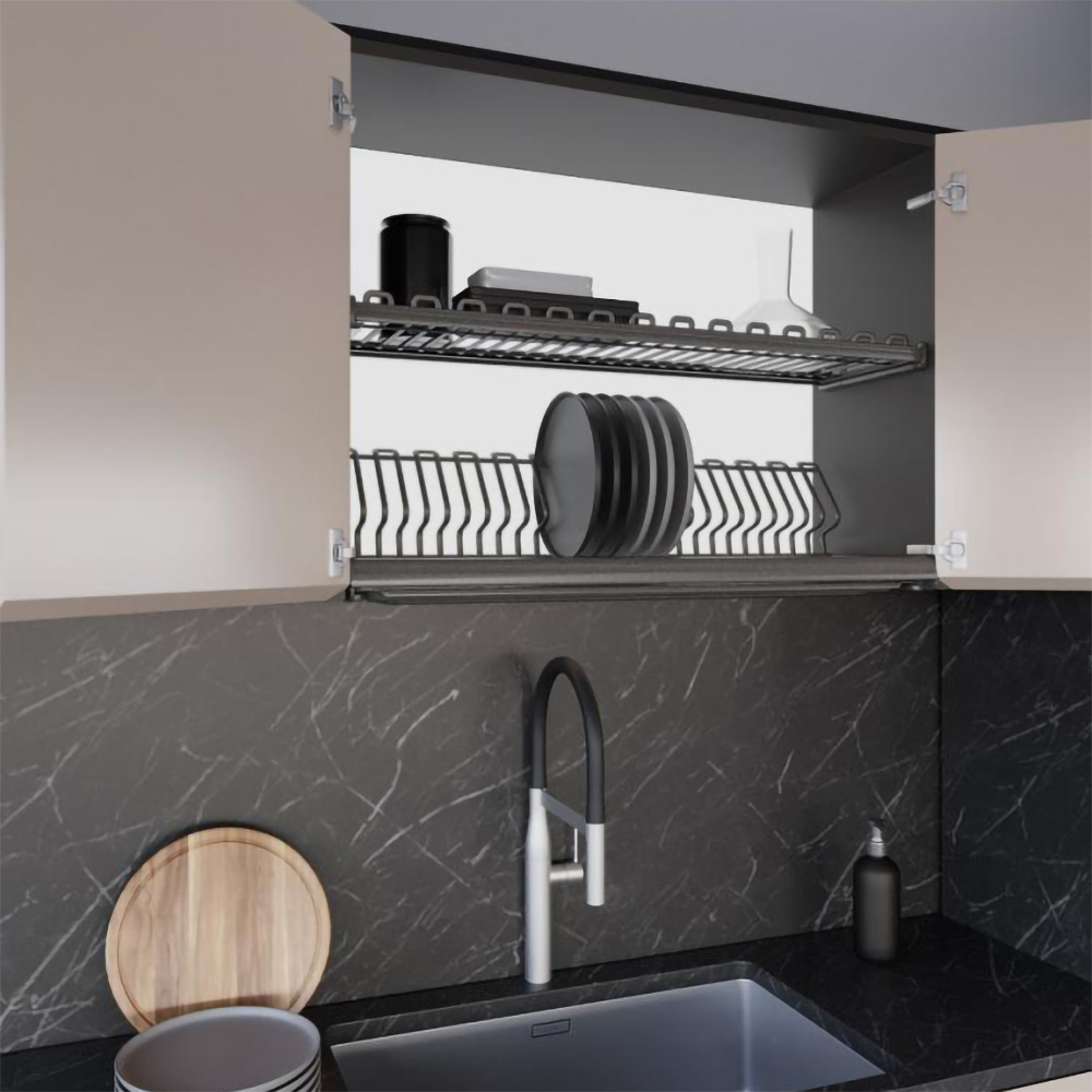 К-т сушарок 600мм, Ellite 2-х рівнева, ардезія з рамою К-т сушарок 600мм, Ellite 2-х рівнева, ардезія з рамою