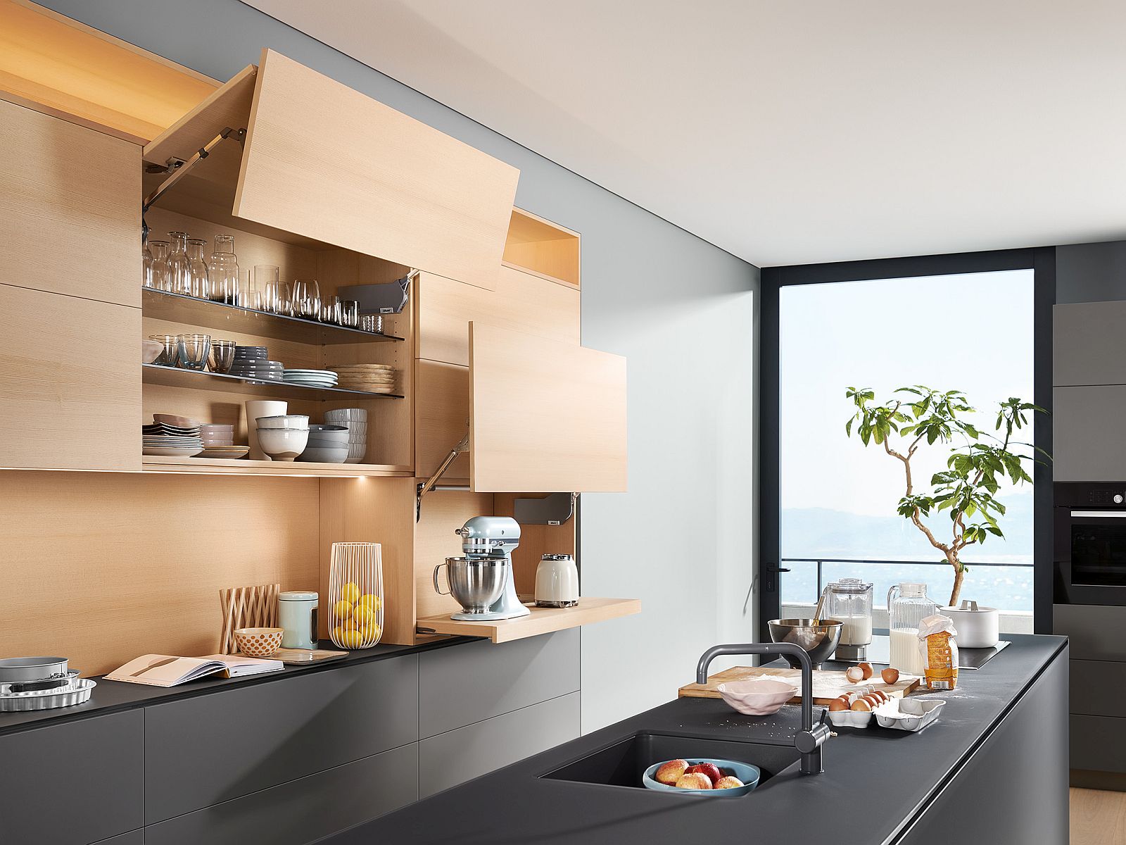 AVENTOS HF, 25F32, 480-570мм, BLUMOTION, HGR (світло-сірий), дер. фасад AVENTOS HF, 25F32, 480-570мм, BLUMOTION, HGR (світло-сірий), дер. фасад
