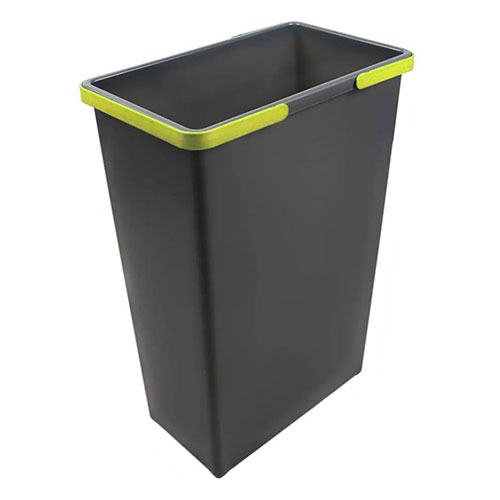 Ведро для мусора COVER BOX c ручками 35л (370х225х530мм), антрацит (пластик)/желтые