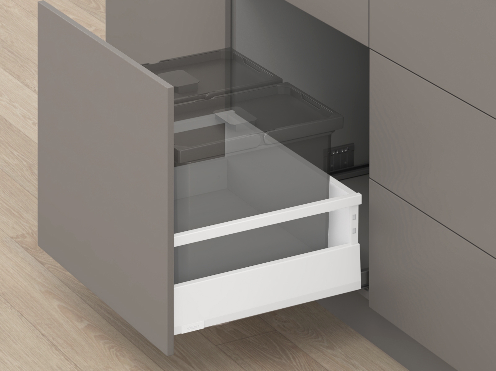 MERIVOBOX, 450 мм, 70 кг, E, з релінгами, TIP-ON BLUMOTION, SW-M (білий шовк) MERIVOBOX, 450 мм, 70 кг, E, з релінгами, TIP-ON BLUMOTION, SW-M (білий шовк)