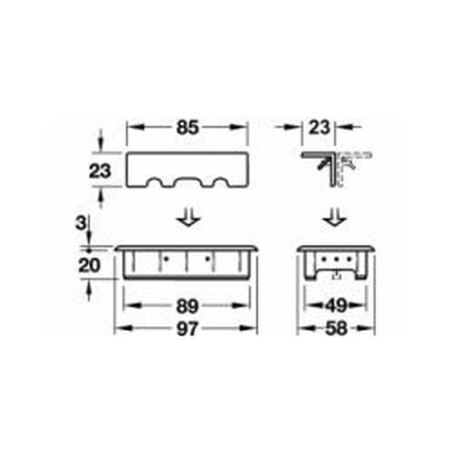 Проводка 97х58мм, 3-х секции, нерж. (пластик) Проводка 97х58мм, 3-х секции, нерж. (пластик)