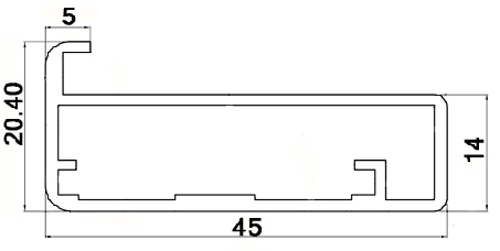 Профіль рам. TLEM MINI (Negro) 45х21, L=5000мм, чорний емері пол. (оповитий захисною плівкою)   