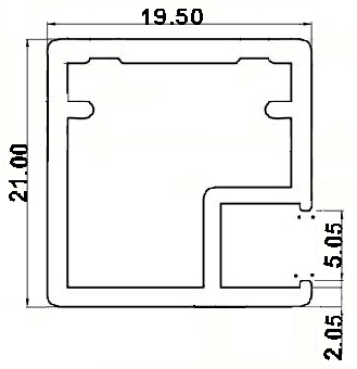 Профиль рам. квадратный (Natur) 19,5х21, L=5000мм, алюминий    