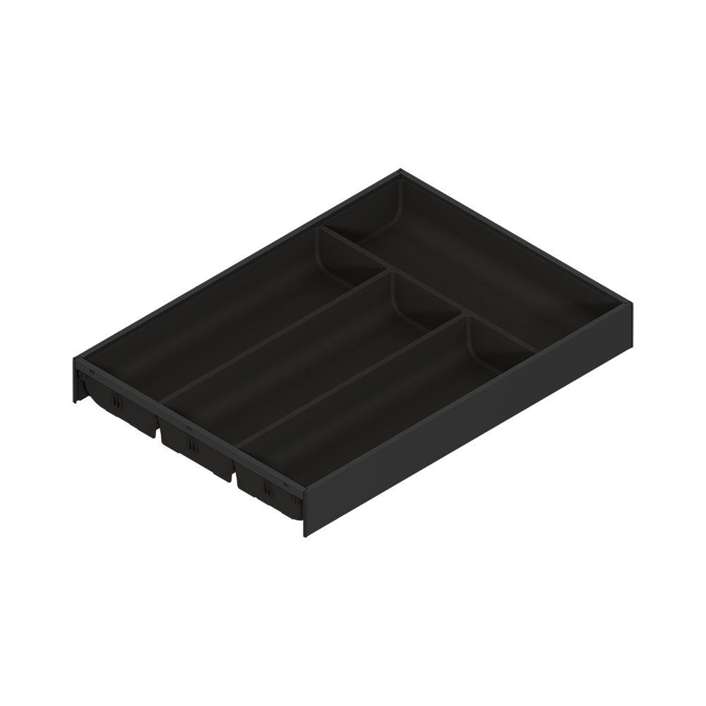 AMBIA-LINE  лоток для столових приборів, для LEGRABOX/MERIVOBOX, пластмаса / сталь, 4 лотки, НД=450 мм, ширина=300 мм, чорний карбон матовий