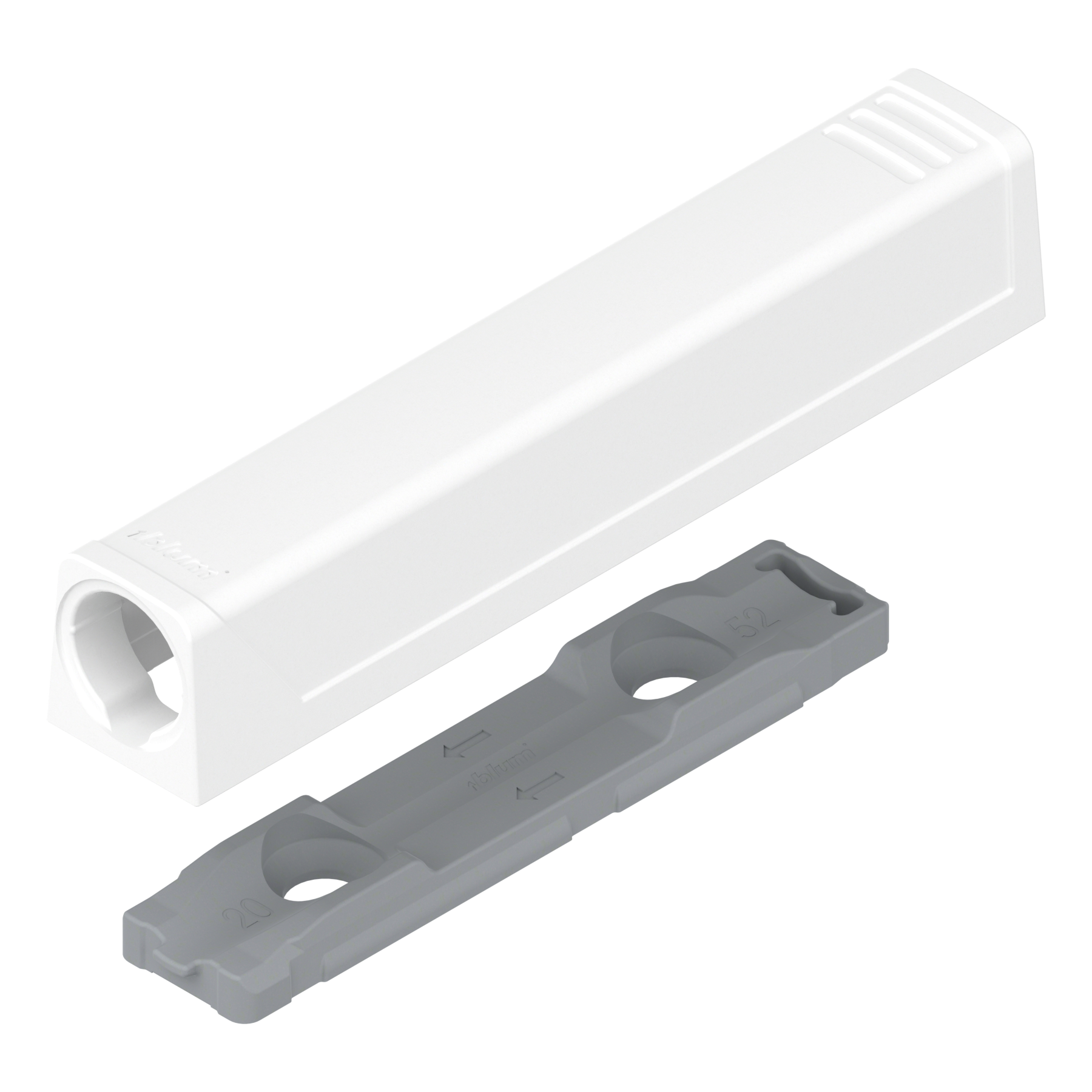 Тримач для Tip-On 20/32 довгий, прямий, білий шовк (з монтажною планкою) (пластик) Тримач для Tip-On 20/32 довгий, прямий, білий шовк (з монтажною планкою) (пластик)