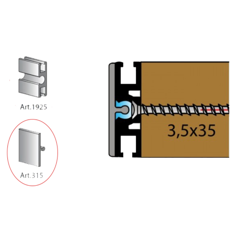 Профіль-заглушка до направляючої (25мм) для сист. Dama, накладна, алюм., 6м Профіль-заглушка до направляючої (25мм) для сист. Dama, накладна, алюм., 6м