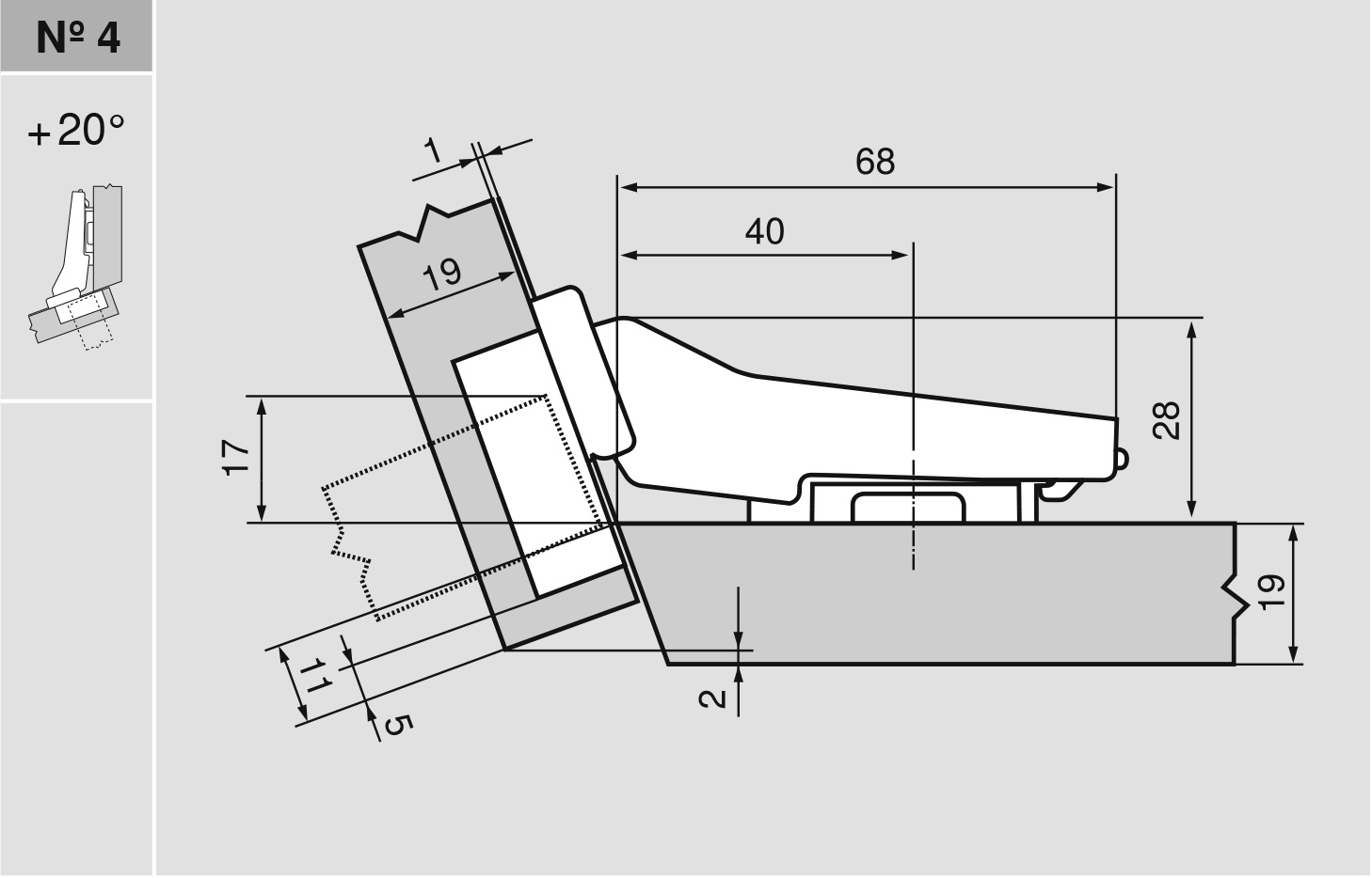 CLIP top кутова завіса №004B (+20°), для ДСП/МДФ, накладна II, під саморізи CLIP top кутова завіса №004B (+20°), для ДСП/МДФ, накладна II, під саморізи