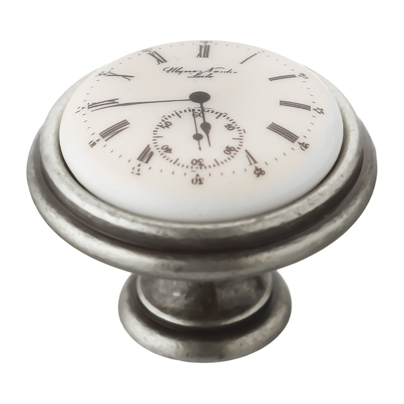 Ручка-кнопка нікель мат./порцеляна, 34х25мм Ручка-кнопка нікель мат./порцеляна, 34х25мм