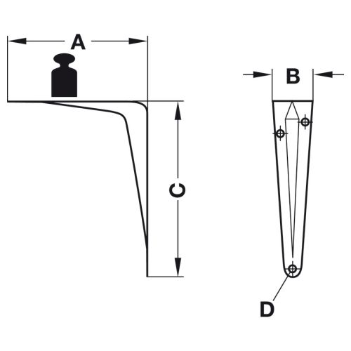 Консоль 150х200х36мм, білий (50кг-пара), альт.287.30.146 Консоль 150х200х36мм, білий (50кг-пара), альт.287.30.146