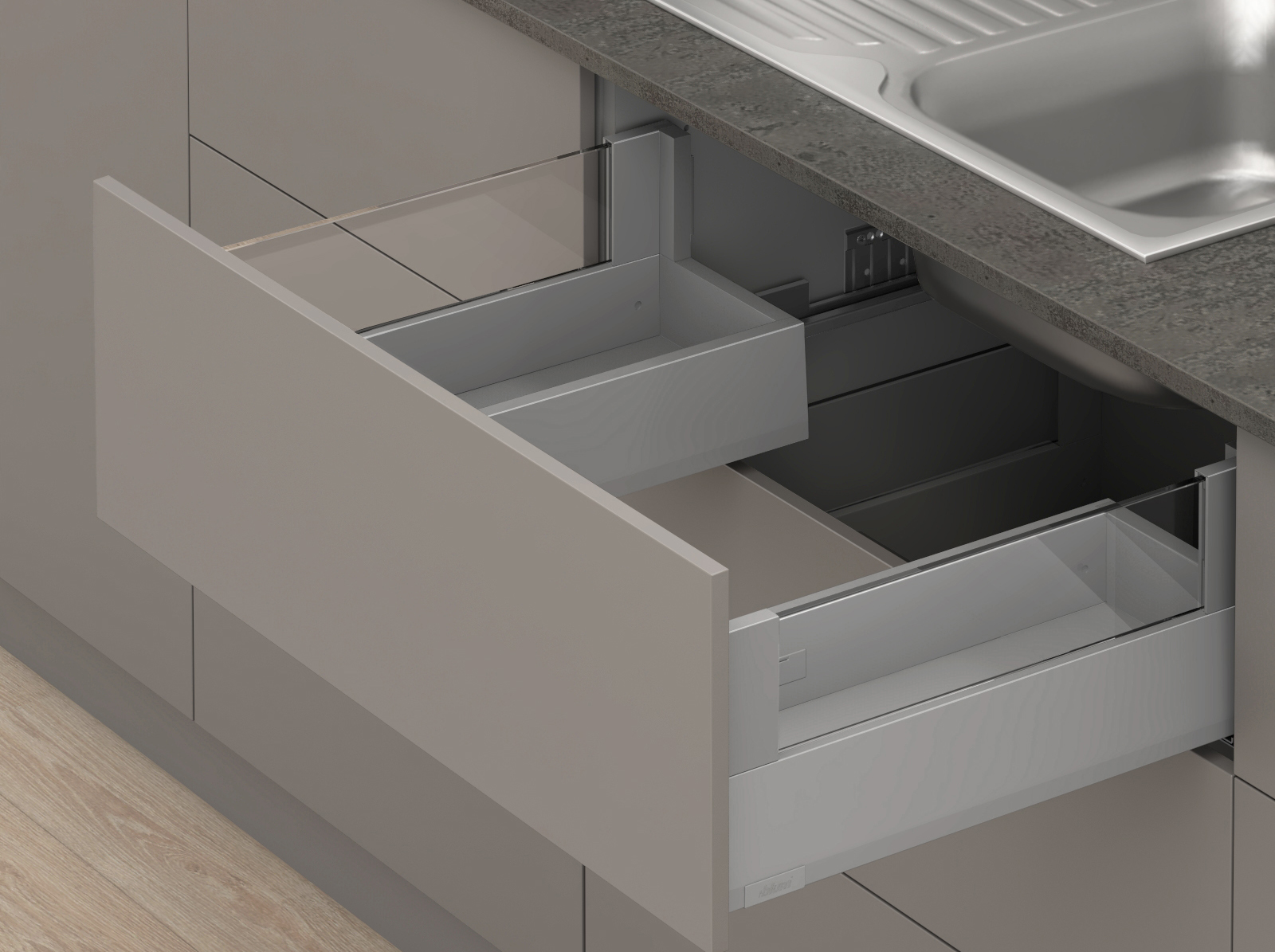 Шухляда під мийку, MERIVOBOX, NL=600 мм / 70 кг, висота E, з BOXCOVER Шухляда під мийку, MERIVOBOX, NL=600 мм / 70 кг, висота E, з BOXCOVER