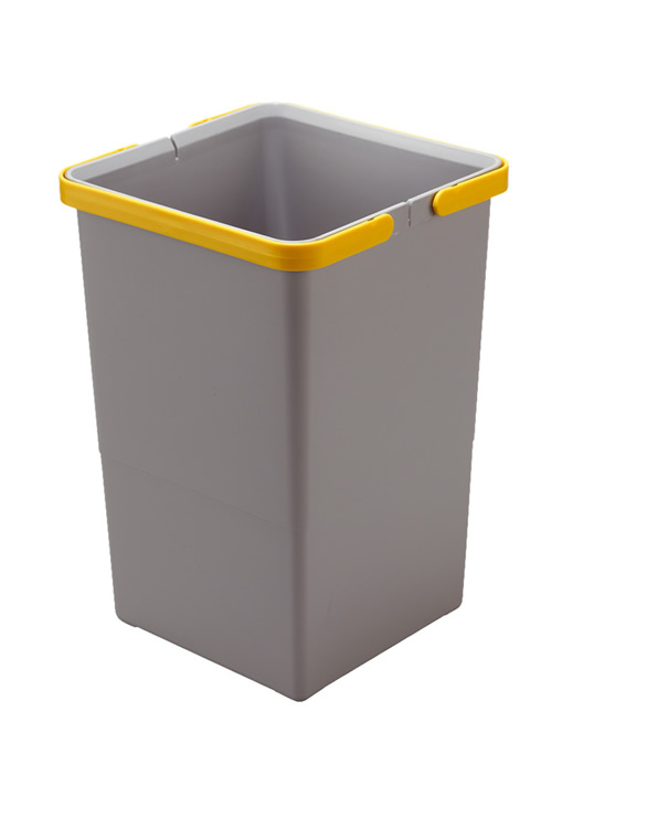 Ведро для мусора COVER BOX c ручками 12л (225х225х340мм) серый (пластик)/желтые