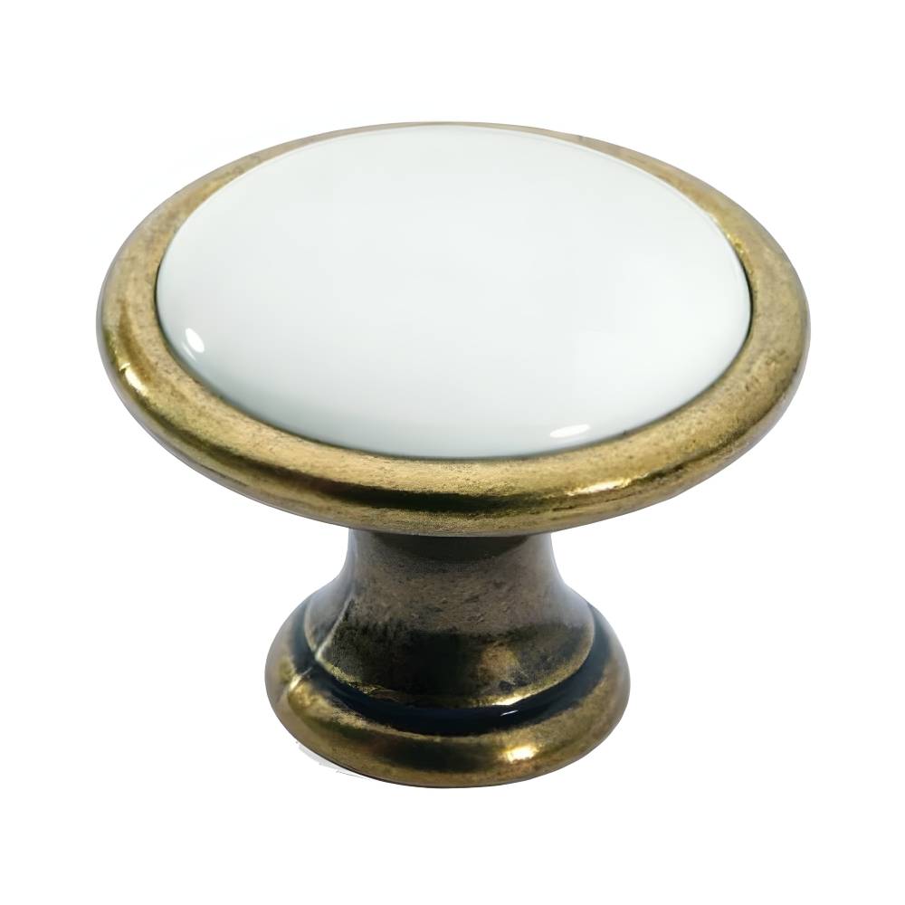 Ручка-кнопка стара бронза зі вставкою із порцеляни 34х25мм                                                                Ручка-кнопка стара бронза зі вставкою із порцеляни 34х25мм