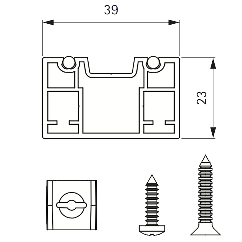 Комплект горизонтальної перемички для полиць L=600мм (з гвинтами), чорний (алюміній) Комплект горизонтальної перемички для полиць L=600мм (з гвинтами), чорний (алюміній)