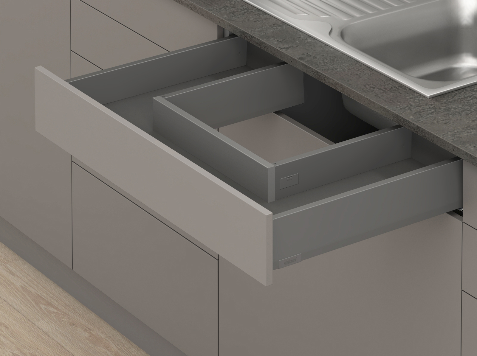 Шухляда під мийку, MERIVOBOX, NL=450 мм / 40 кг, висота M Шухляда під мийку, MERIVOBOX, NL=450 мм / 40 кг, висота M