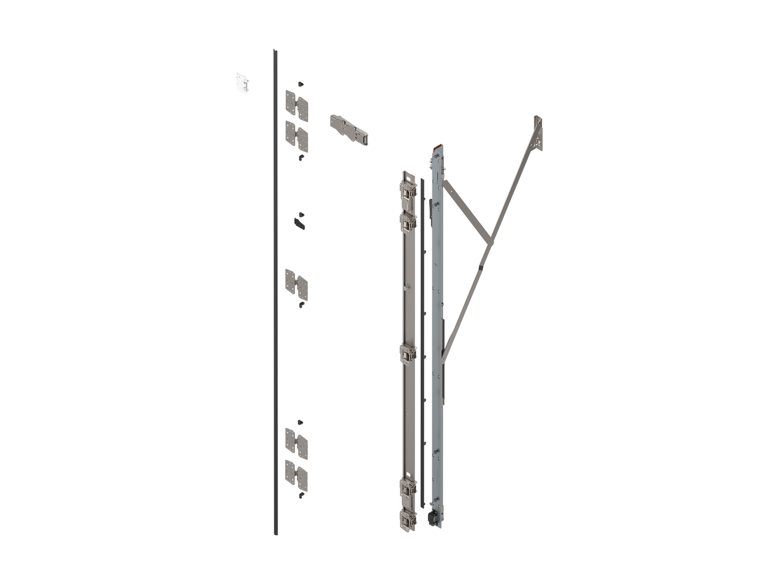 Подвійні двері, опора для шарнірів (Комплект), з TIP-ON для висота ніші 2707–2856 мм, правий, оцинкована Подвійні двері, опора для шарнірів (Комплект), з TIP-ON для висота ніші 2707–2856 мм, правий, оцинкована