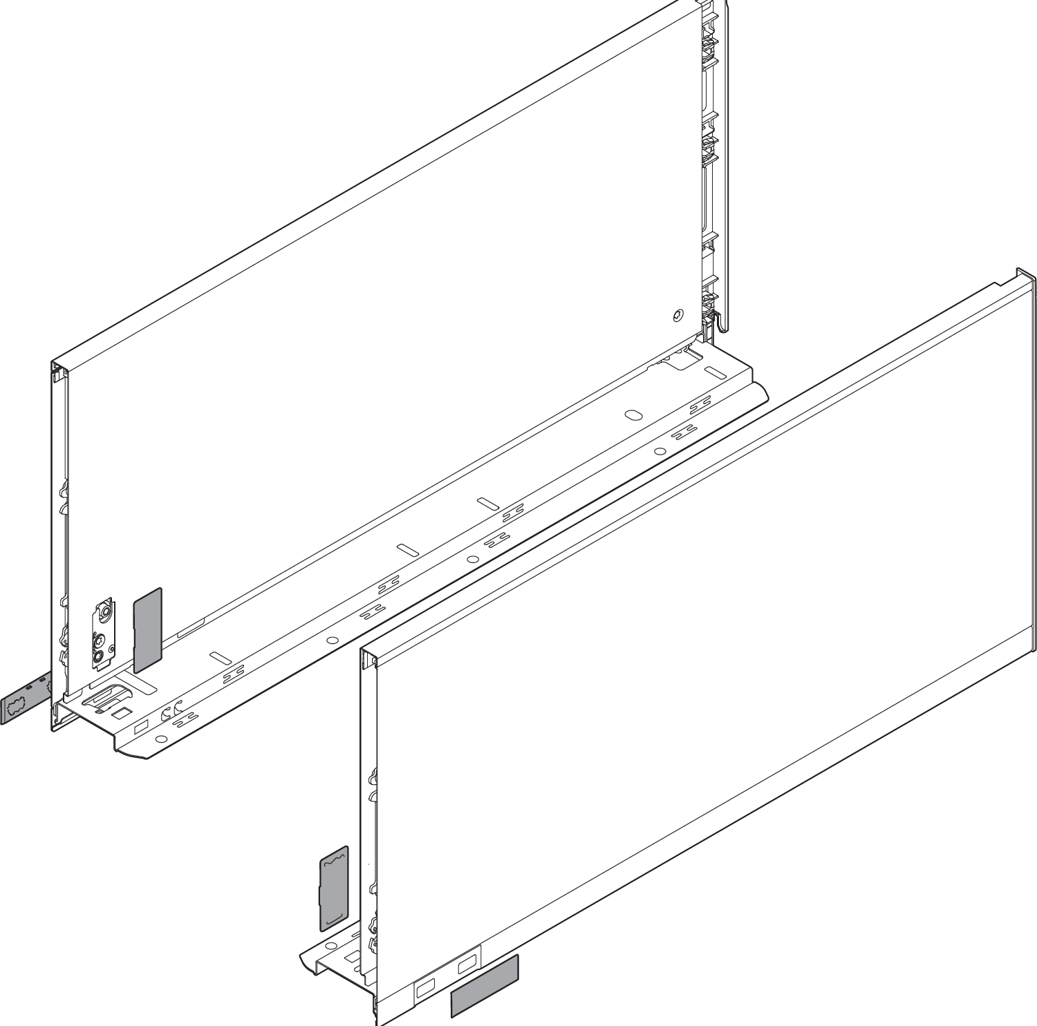 Боковина LEGRABOX F(241), L=400мм, ліва+права, нерж. (+2загл.зовн.+2загл.внутр.) Боковина LEGRABOX F(241), L=400мм, ліва+права, нерж. (+2загл.зовн.+2загл.внутр.)