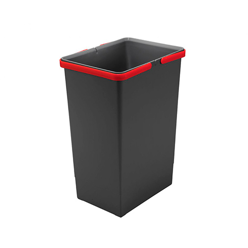 Відро для сміття COVER BOX з ручками 24л (300х225х440мм), антрацит (пластик)/червоні