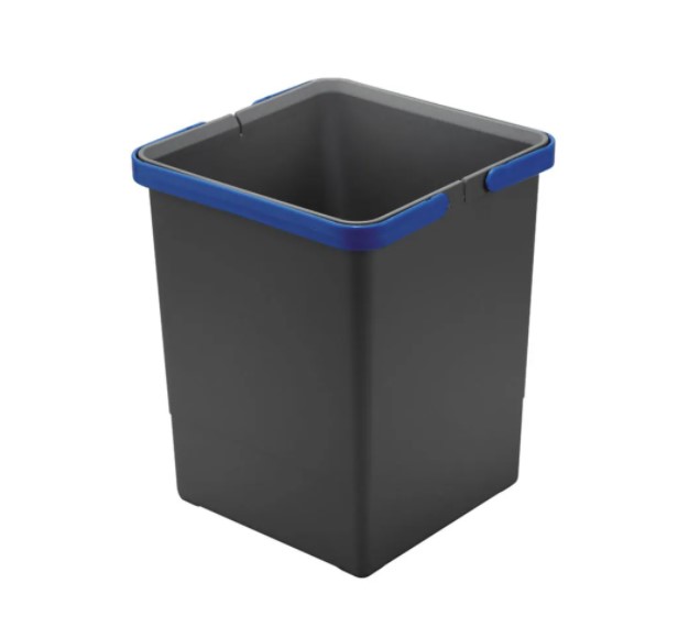 Ведро для мусора COVER BOX c ручками 12л (225х225х340мм), антрацит ( (пластик)/синие