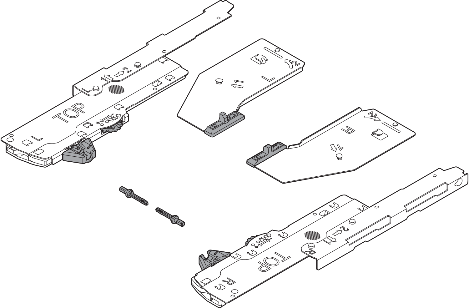 Комплект (Механізм TIP-ON BLUMOTION + тригер + адаптер) TIP-ON BLUMOTION, для LEGRABOX, Тип L1, НД = 350-750 мм, Загальна вага ящика = 0-20 кг, прав. + лів. Комплект (Механізм TIP-ON BLUMOTION + тригер + адаптер) TIP-ON BLUMOTION, для LEGRABOX, Тип L1, НД = 350-750 мм, Загальна вага ящика = 0-20 кг, прав. + лів.