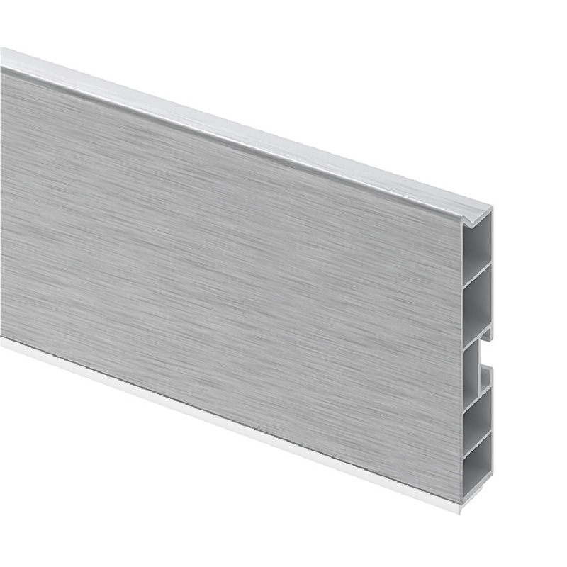 Цоколь ПВХ H=60мм, 4м, алюміній brush Цоколь ПВХ H=60мм, 4м, алюміній brush