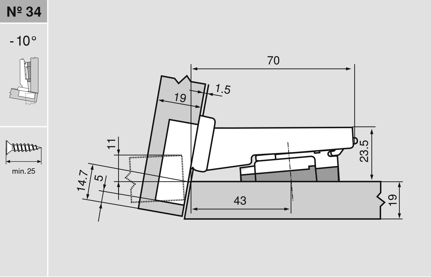 CLIP top BLUMOTION кутова завіса №034A (-10°), для ДСП/МДФ, макс.накладна III, під саморізи CLIP top BLUMOTION кутова завіса №034A (-10°), для ДСП/МДФ, макс.накладна III, під саморізи
