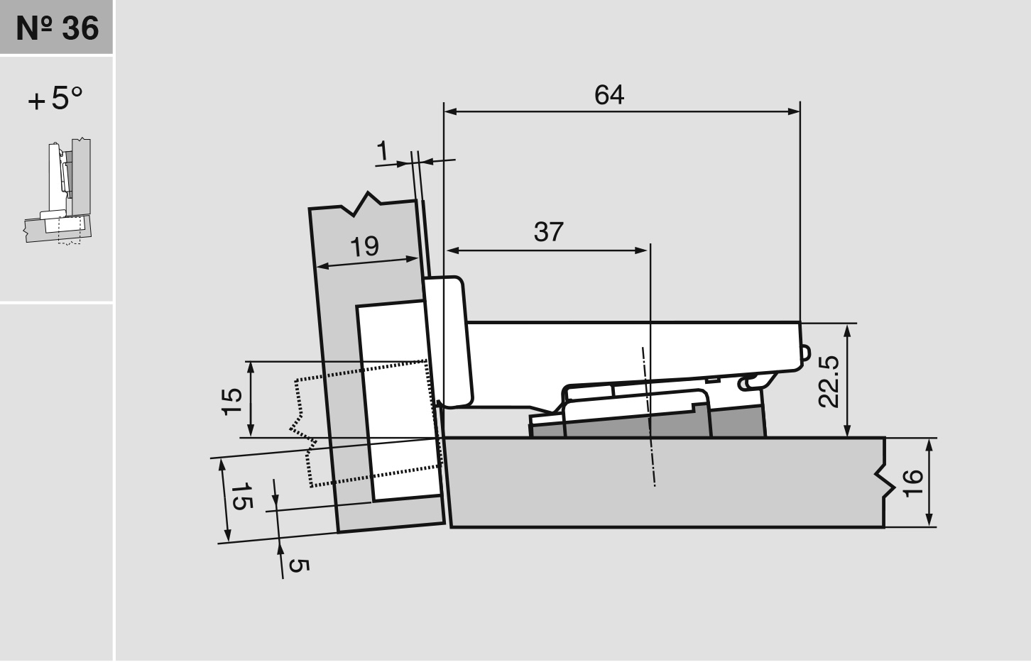 CLIP top кутова завіса №03B (+5°), для проф.дверей, накладна, під саморізи CLIP top кутова завіса №03B (+5°), для проф.дверей, накладна, під саморізи