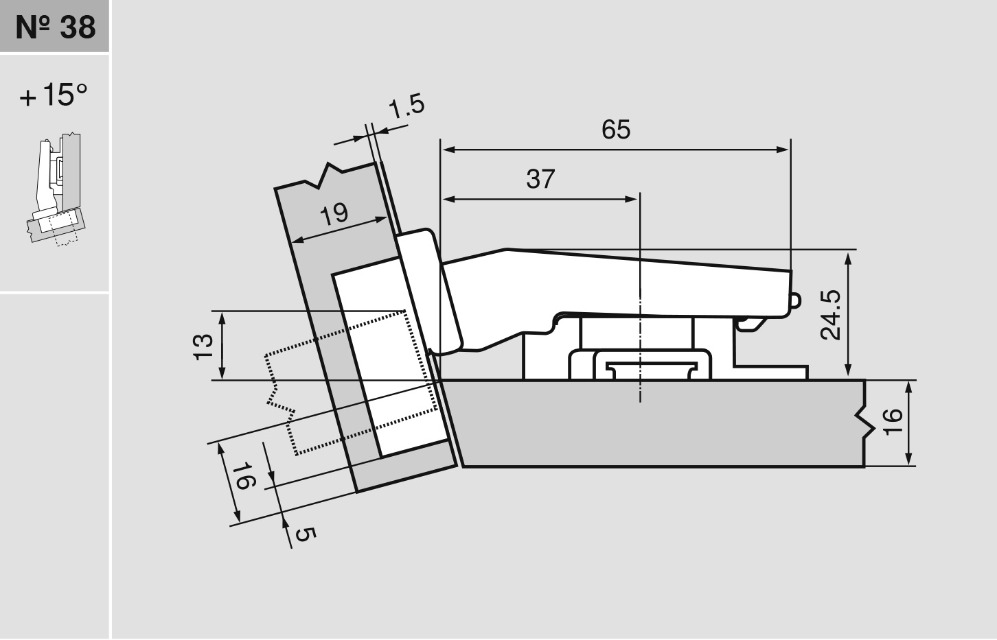 CLIP top BLUMOTION кутова завіса №038A (+15°), для ДСП/МДФ, макс.накладна III, під саморізи CLIP top BLUMOTION кутова завіса №038A (+15°), для ДСП/МДФ, макс.накладна III, під саморізи
